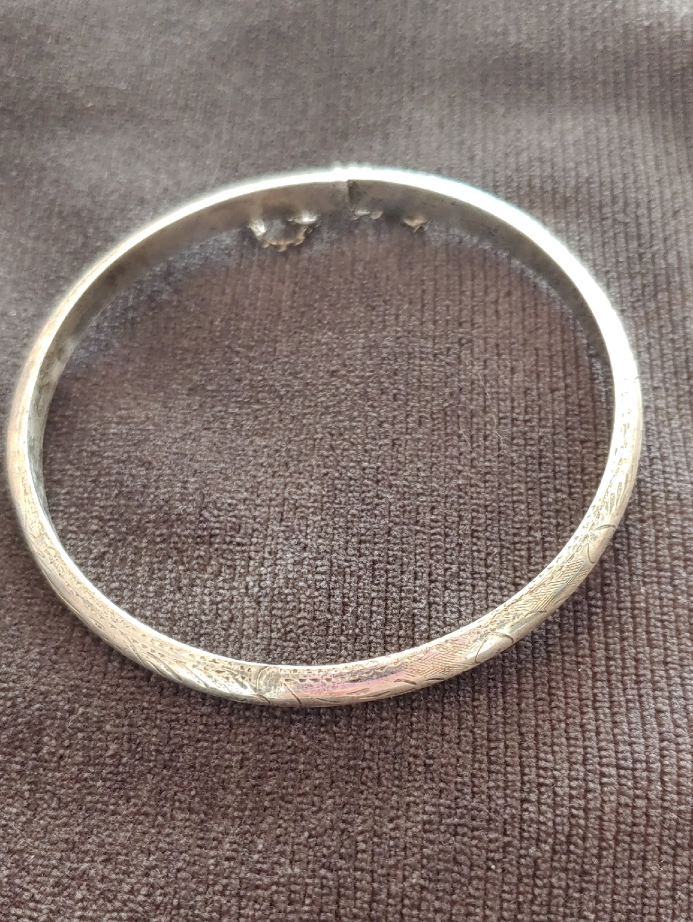Silver-Tone Engraved Women’s Bangle Bracelet